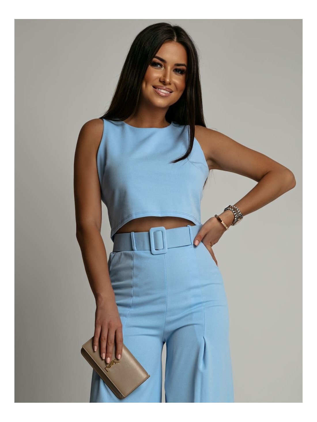 2-piece set, wide pants and blue blouse AZRHP3868